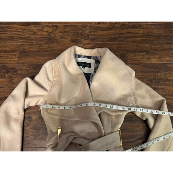 Black Rivet Cream Wool Blend Pea Coat Size S Belted Feminine Chic - Picture 8 of 15